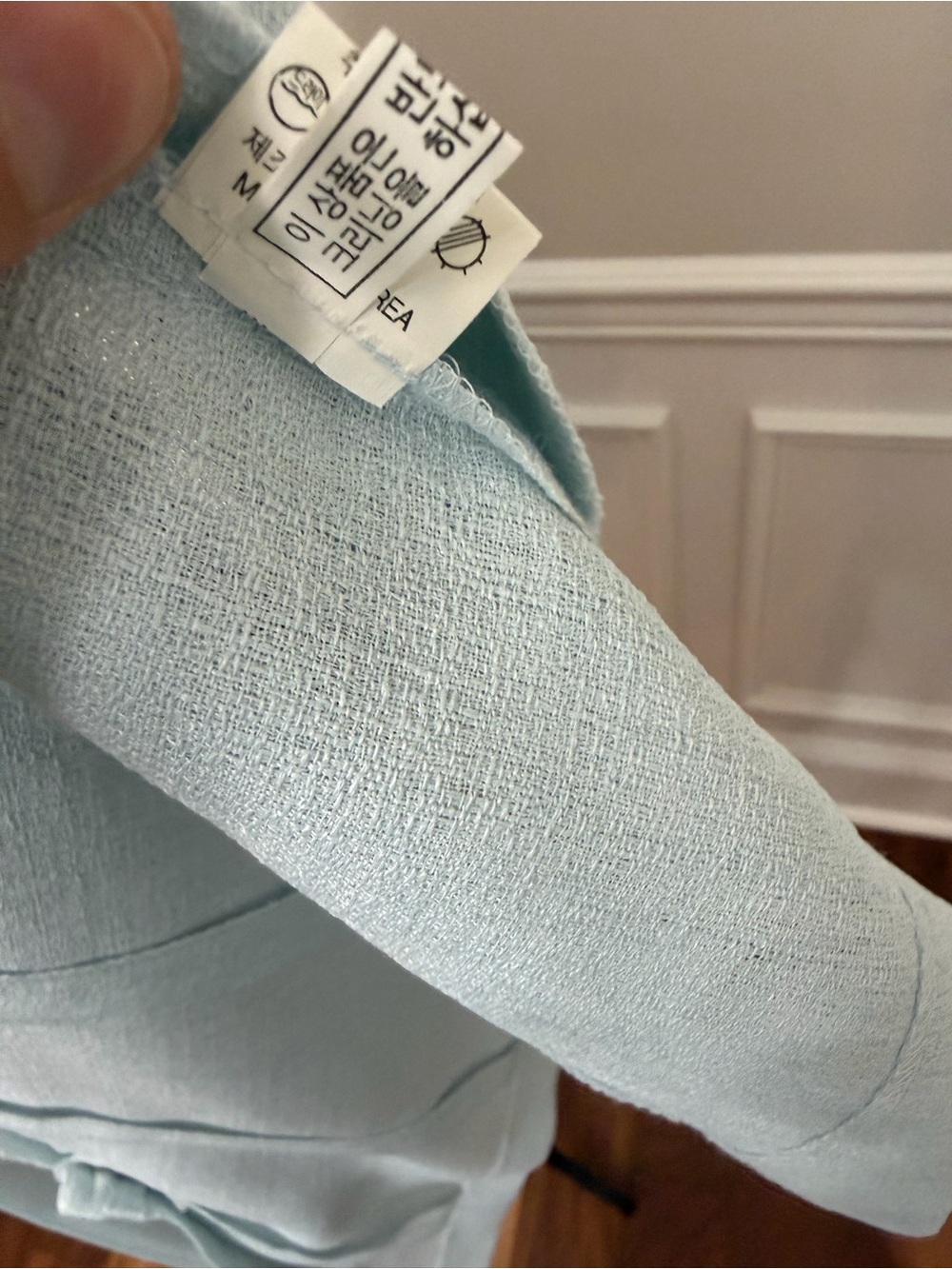 Vintage Korean Wool Blend Pant‎ Suit Light Blue Pastel 2pc Set Blazer & Trousers - Picture 9 of 16
